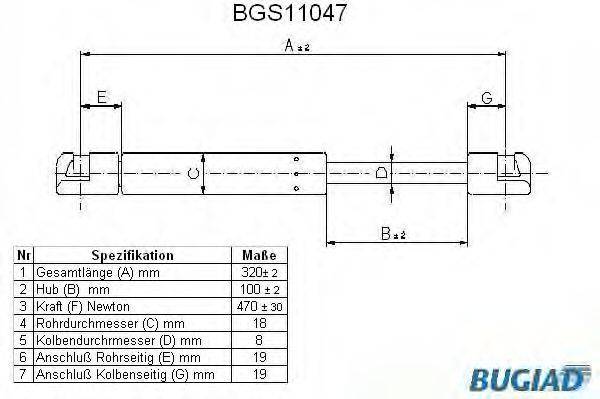 BUGIAD BGS11047 Амортизатор багажника