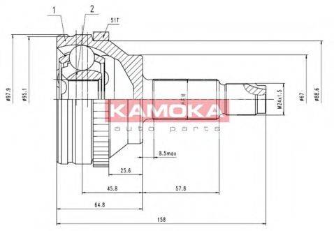 KAMOKA 7088 Шарнірний комплект, приводний вал