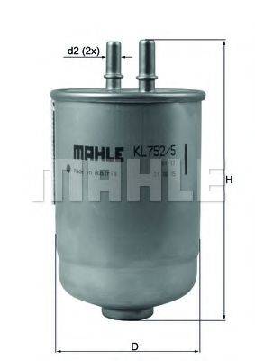 Паливний фільтр MAHLE ORIGINAL KL 752/5D