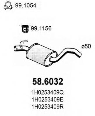 Средний глушитель выхлопных газов ASSO 58.6032