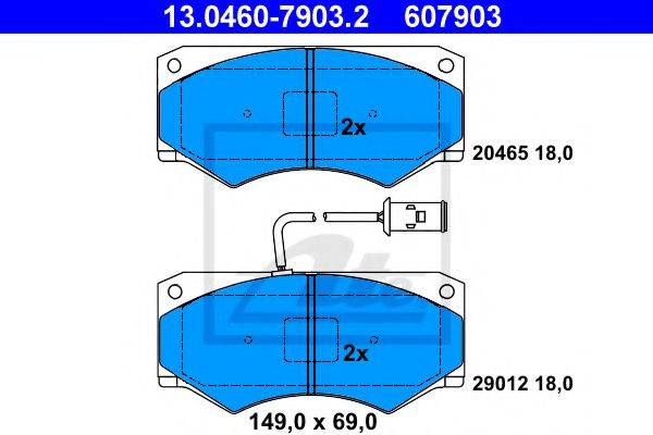 Комплект гальмівних колодок, дискове гальмо ATE 13.0460-7903.2