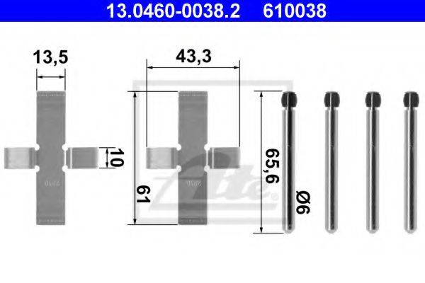 Комплектующие, колодки дискового тормоза ATE 13.0460-0038.2