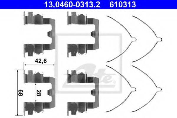 Комплектующие, колодки дискового тормоза ATE 13.0460-0313.2