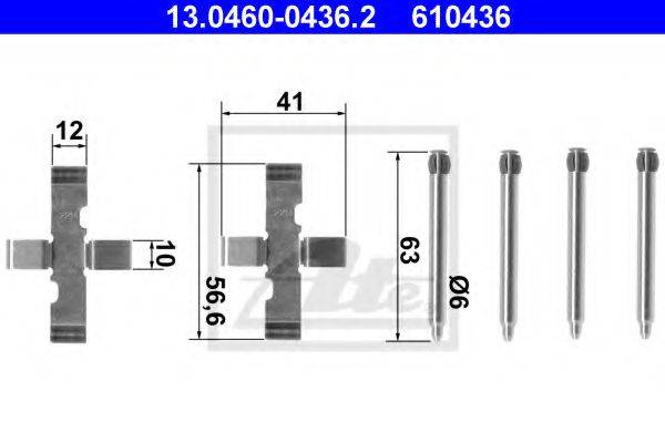 Комплектующие, колодки дискового тормоза ATE 13.0460-0436.2