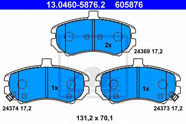 Комплект гальмівних колодок, дискове гальмо ATE 13.0460-5876.2