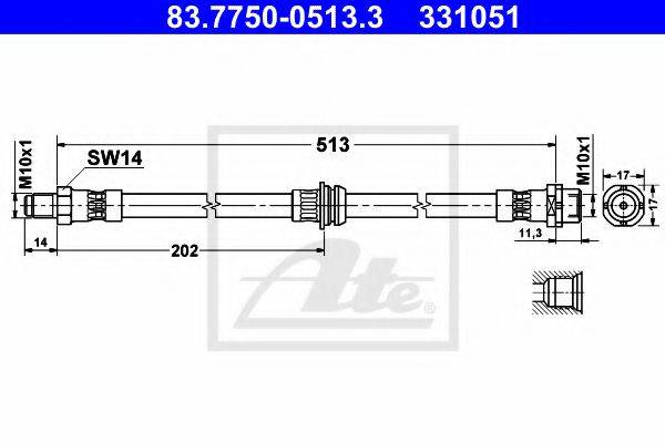 Тормозной шланг ATE 83.7750-0513.3