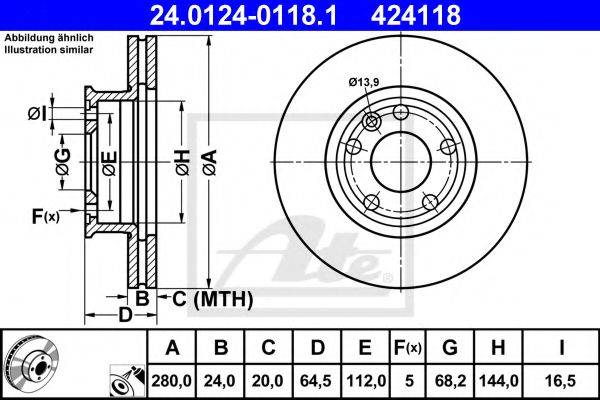 Тормозной диск ATE 24.0124-0118.1