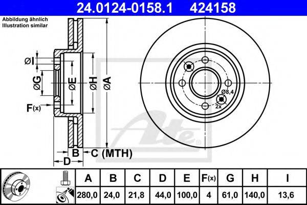 Тормозной диск ATE 24.0124-0158.1