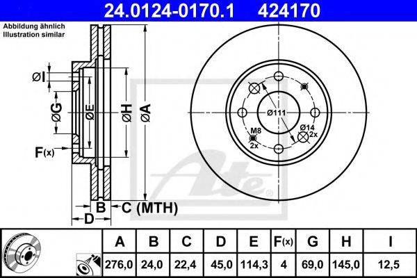 гальмівний диск ATE 24.0124-0170.1
