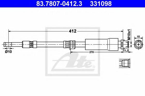 Тормозной шланг ATE 83.7807-0412.3