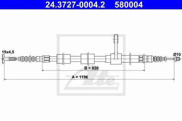 Трос, стояночная тормозная система ATE 24.3727-0004.2