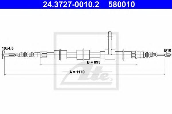 Трос, стоянкова гальмівна система ATE 24.3727-0010.2