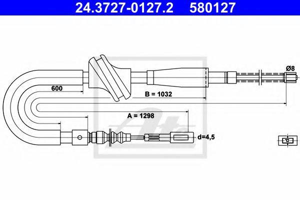 Трос, стоянкова гальмівна система ATE 24.3727-0127.2