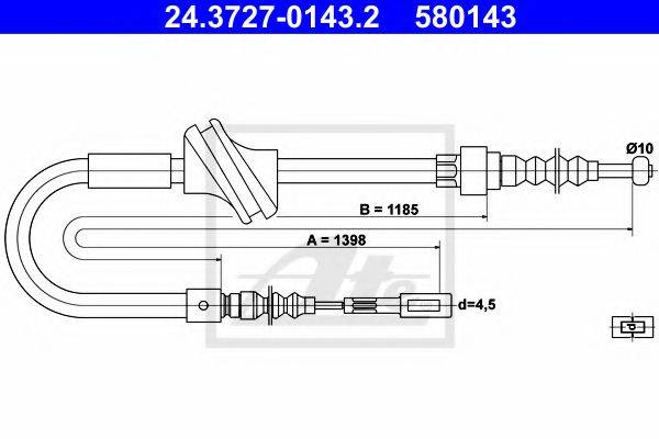 Трос, стоянкова гальмівна система ATE 24.3727-0143.2
