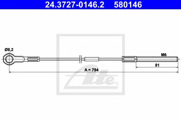 Трос, стоянкова гальмівна система ATE 24.3727-0146.2