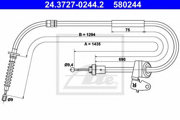 Трос, стояночная тормозная система ATE 24.3727-0244.2