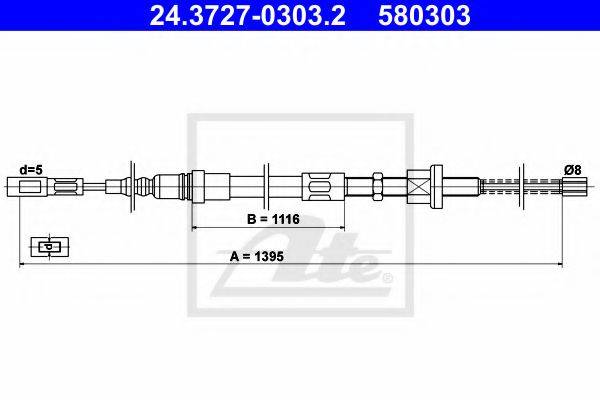 Трос, стоянкова гальмівна система ATE 24.3727-0303.2