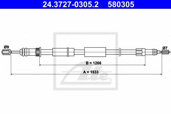 Трос, стояночная тормозная система ATE 24.3727-0305.2