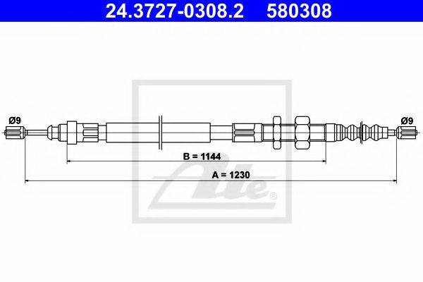 Трос, стояночная тормозная система ATE 24.3727-0308.2