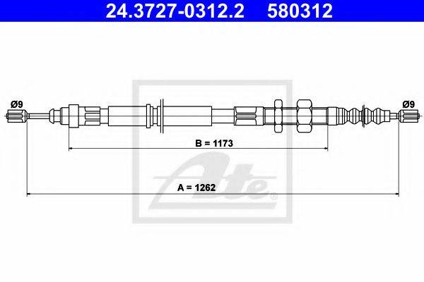 Трос, стоянкова гальмівна система ATE 24.3727-0312.2