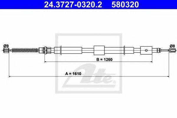 Трос, стояночная тормозная система ATE 24.3727-0320.2