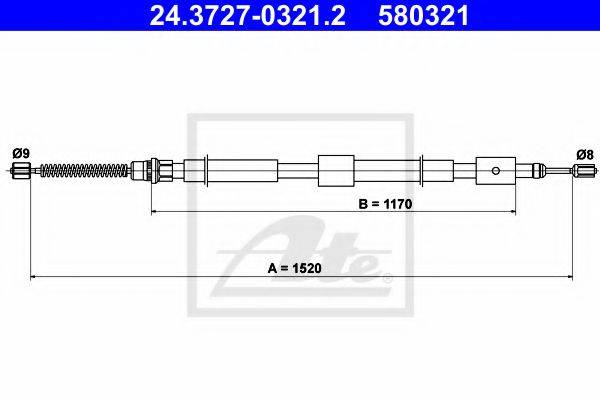 Трос, стояночная тормозная система ATE 24.3727-0321.2