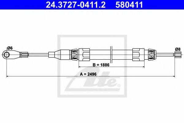 Трос, стояночная тормозная система ATE 24.3727-0411.2