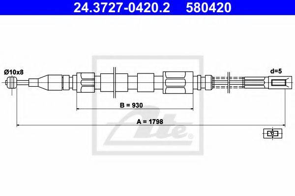 Трос, стояночная тормозная система ATE 24.3727-0420.2