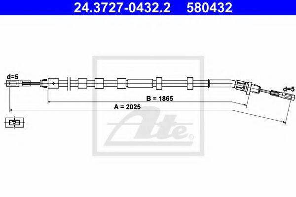 Трос, стояночная тормозная система ATE 24.3727-0432.2