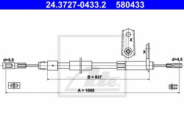 Трос, стояночная тормозная система ATE 24.3727-0433.2