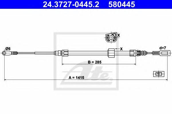 Трос, стояночная тормозная система ATE 24.3727-0445.2