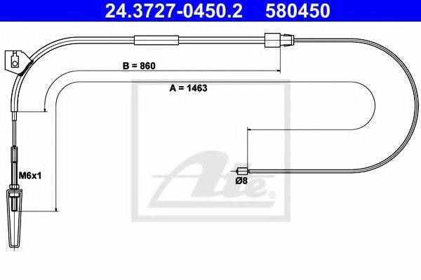 Трос, стояночная тормозная система ATE 24.3727-0450.2