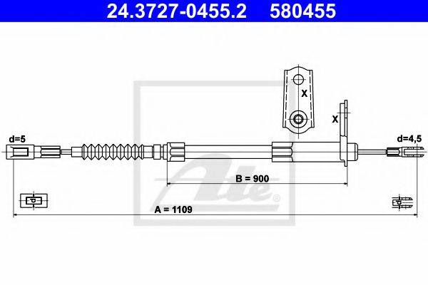 Трос, стояночная тормозная система ATE 24.3727-0455.2