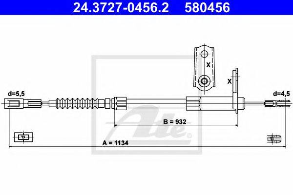 Трос, стояночная тормозная система ATE 24.3727-0456.2