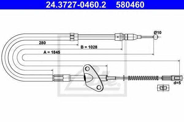 Трос, стояночная тормозная система ATE 24.3727-0460.2
