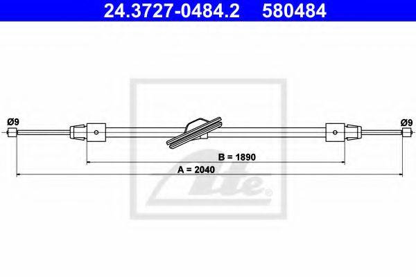 Трос, стоянкова гальмівна система ATE 24.3727-0484.2