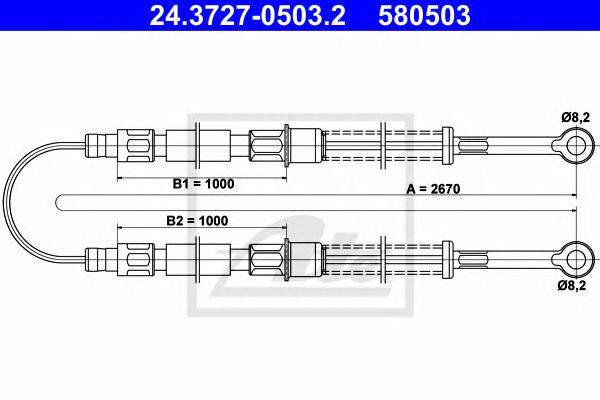 Трос, стоянкова гальмівна система ATE 24.3727-0503.2