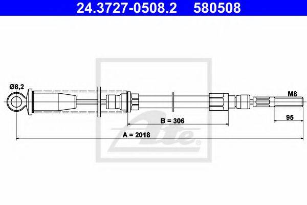 Трос, стояночная тормозная система ATE 24.3727-0508.2