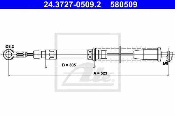 Трос, стояночная тормозная система ATE 24.3727-0509.2
