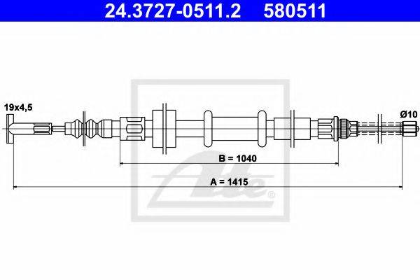 Трос, стояночная тормозная система ATE 24.3727-0511.2
