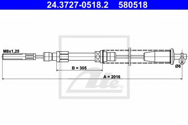 Трос, стояночная тормозная система ATE 24.3727-0518.2