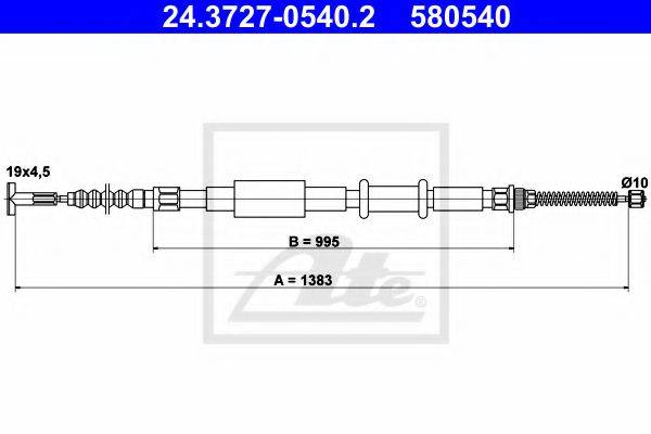 Трос, стояночная тормозная система ATE 24.3727-0540.2