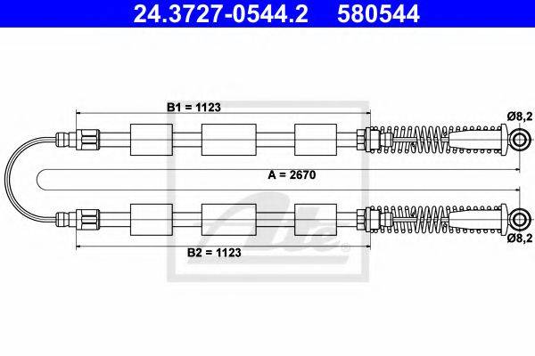 Трос, стояночная тормозная система ATE 24.3727-0544.2
