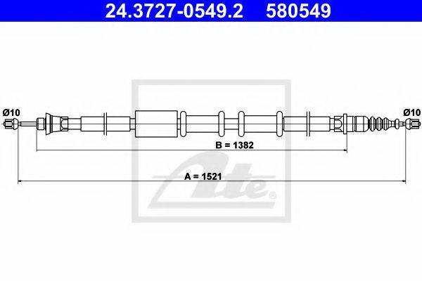 Трос, стояночная тормозная система ATE 24.3727-0549.2