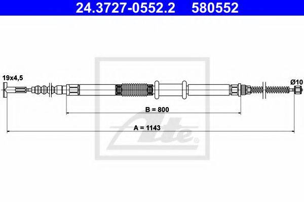 Трос, стояночная тормозная система ATE 24.3727-0552.2