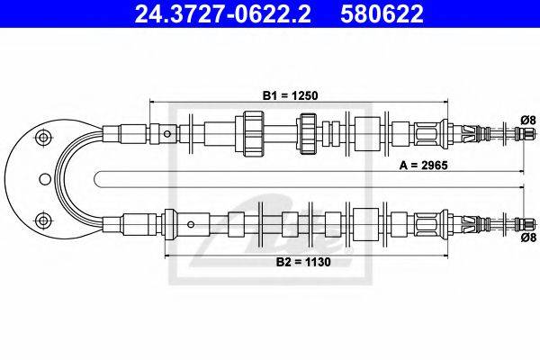 Трос, стояночная тормозная система ATE 24.3727-0622.2