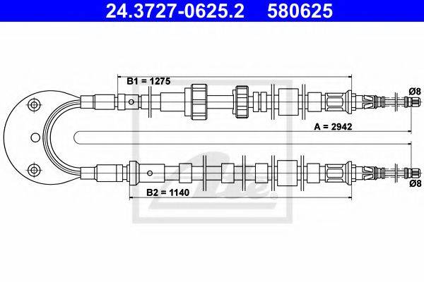Трос, стояночная тормозная система ATE 24.3727-0625.2