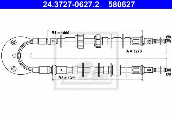 Трос, стоянкова гальмівна система ATE 24.3727-0627.2