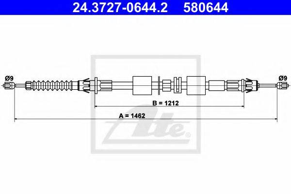 Трос, стояночная тормозная система ATE 24.3727-0644.2
