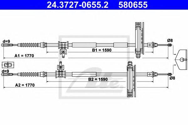 Трос, стоянкова гальмівна система ATE 24.3727-0655.2